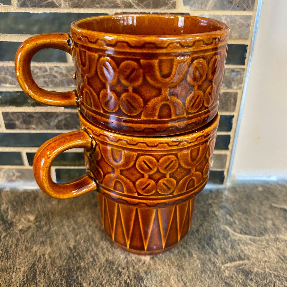 Vintage Brown Ceramic Mugs